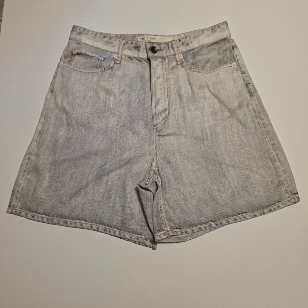Rag & Bone Acid Wash Light Grey High Rise Denim Jean Shorts Size 28
